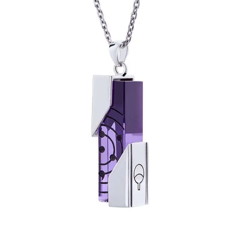 

NARUTO Uchiha Sasuke Rinnegan Anime Pendant lucky stone necklace silver jewelry boys girls Gifts