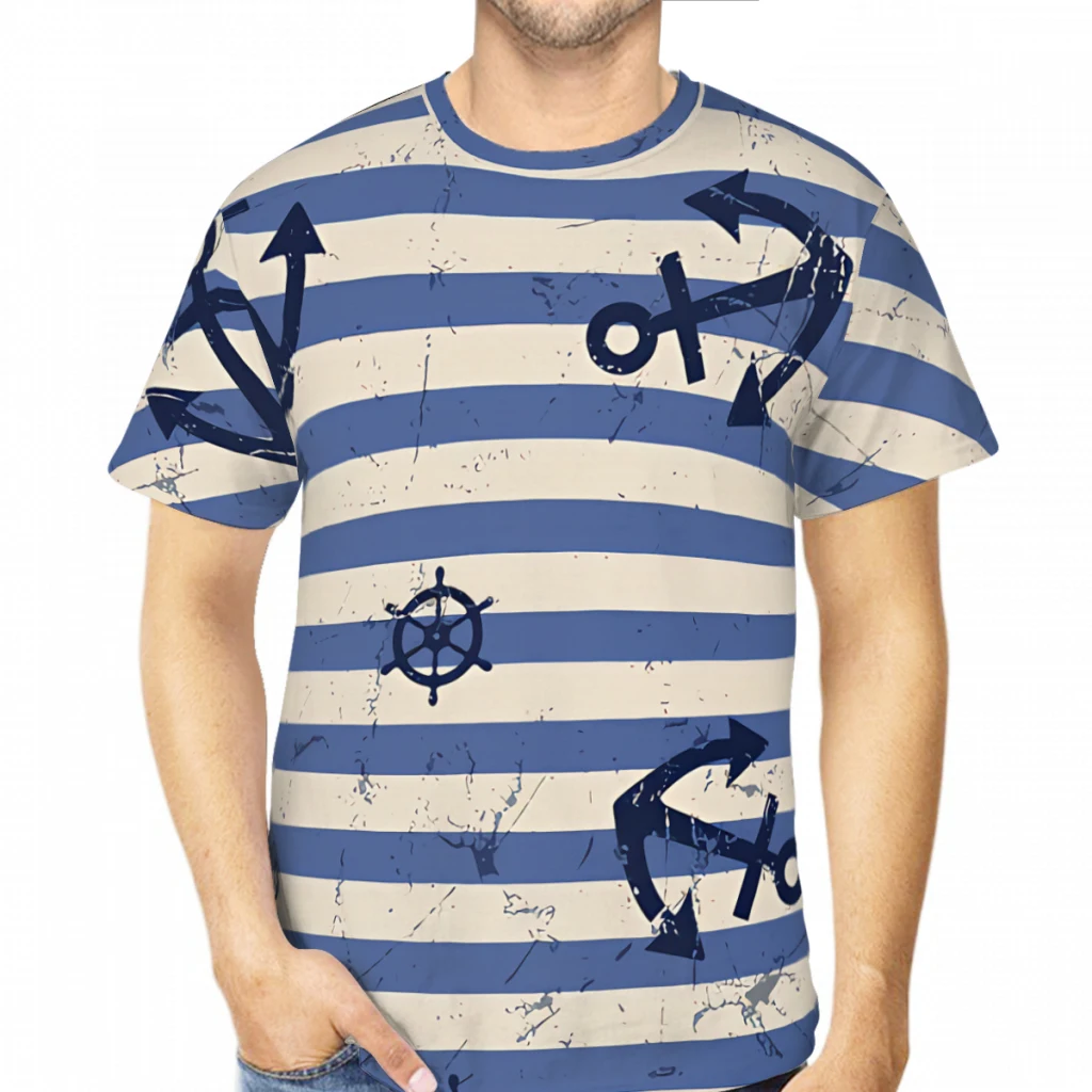 Летние мужские Бесшовные футболки векторного дизайна с изображением якоря