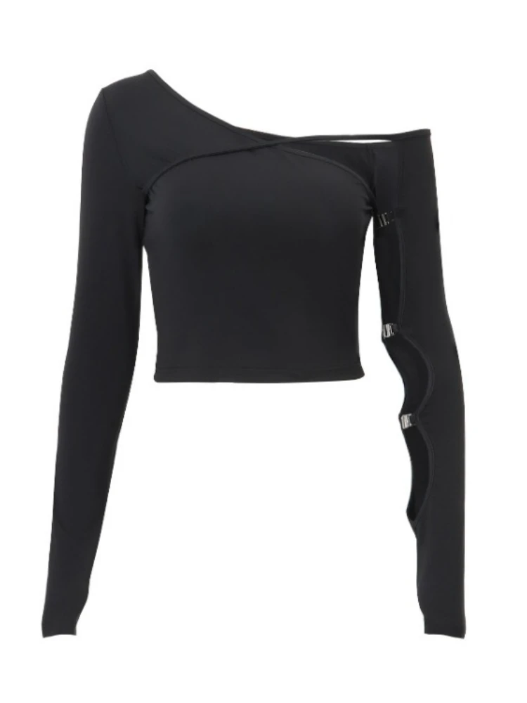 Уличная одежда футболки с открытыми плечами однотонные винтажные повседневные