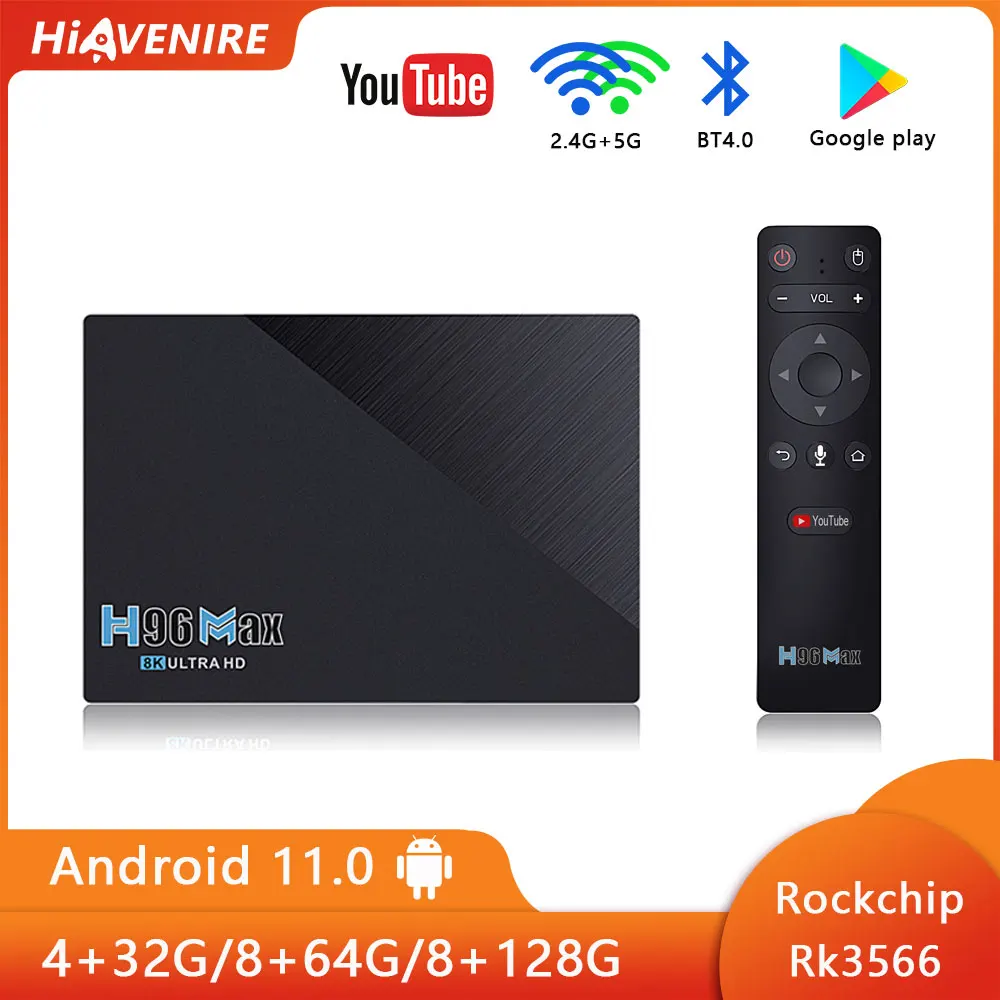 H96 MAX Android 11.0 smart TV box RK3566 4/8G RAM 32/64/128G ROM SET TOP BOX поддерживает 8K двойной WiFi Gigabit Ethernet YouTube