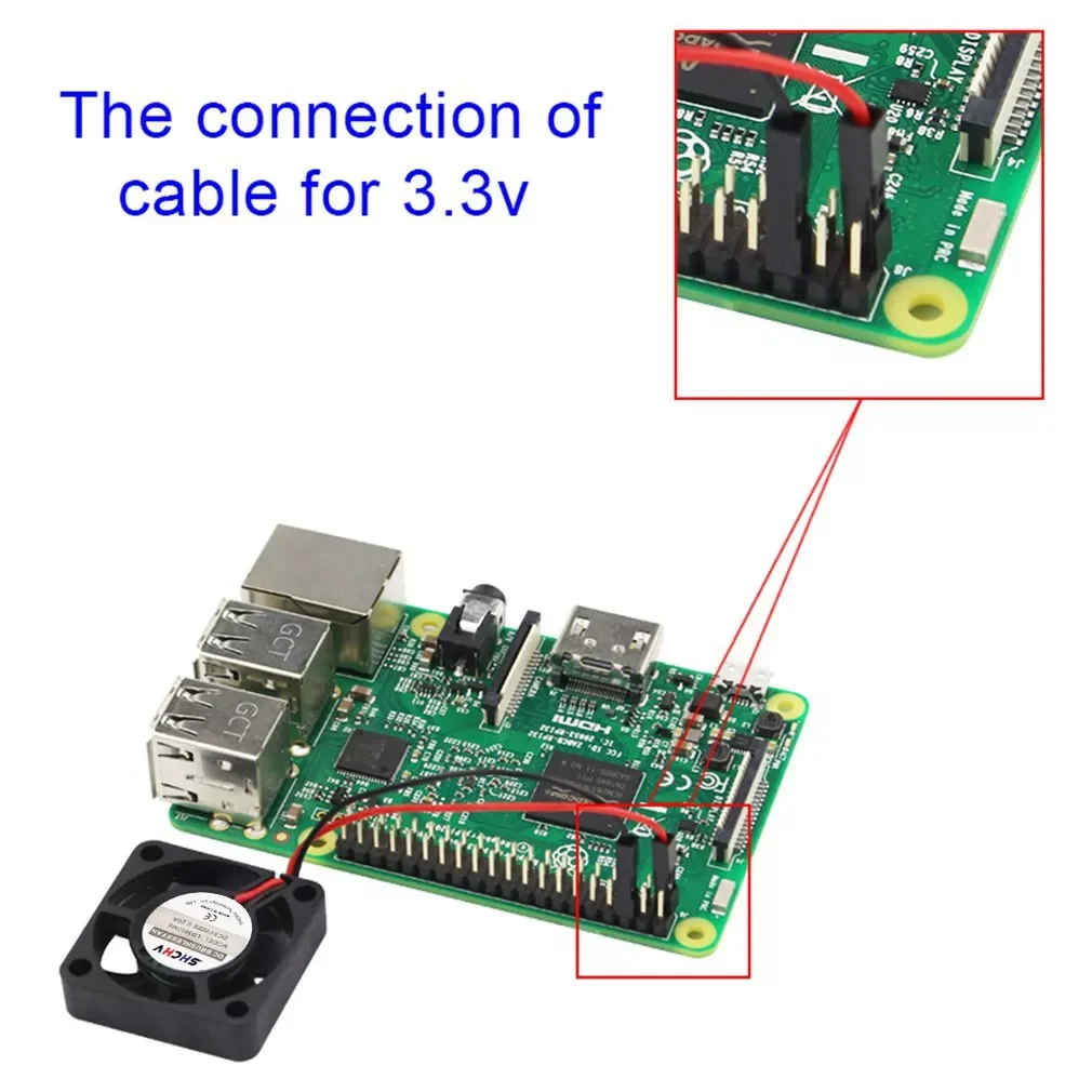 

Adjustable 5V 3.3V for Raspberry Pi CPU Fan Adjustable for Raspberry Pi 4 B / 3B+ / 3B / 2B / B+ CPU Cooling Fan
