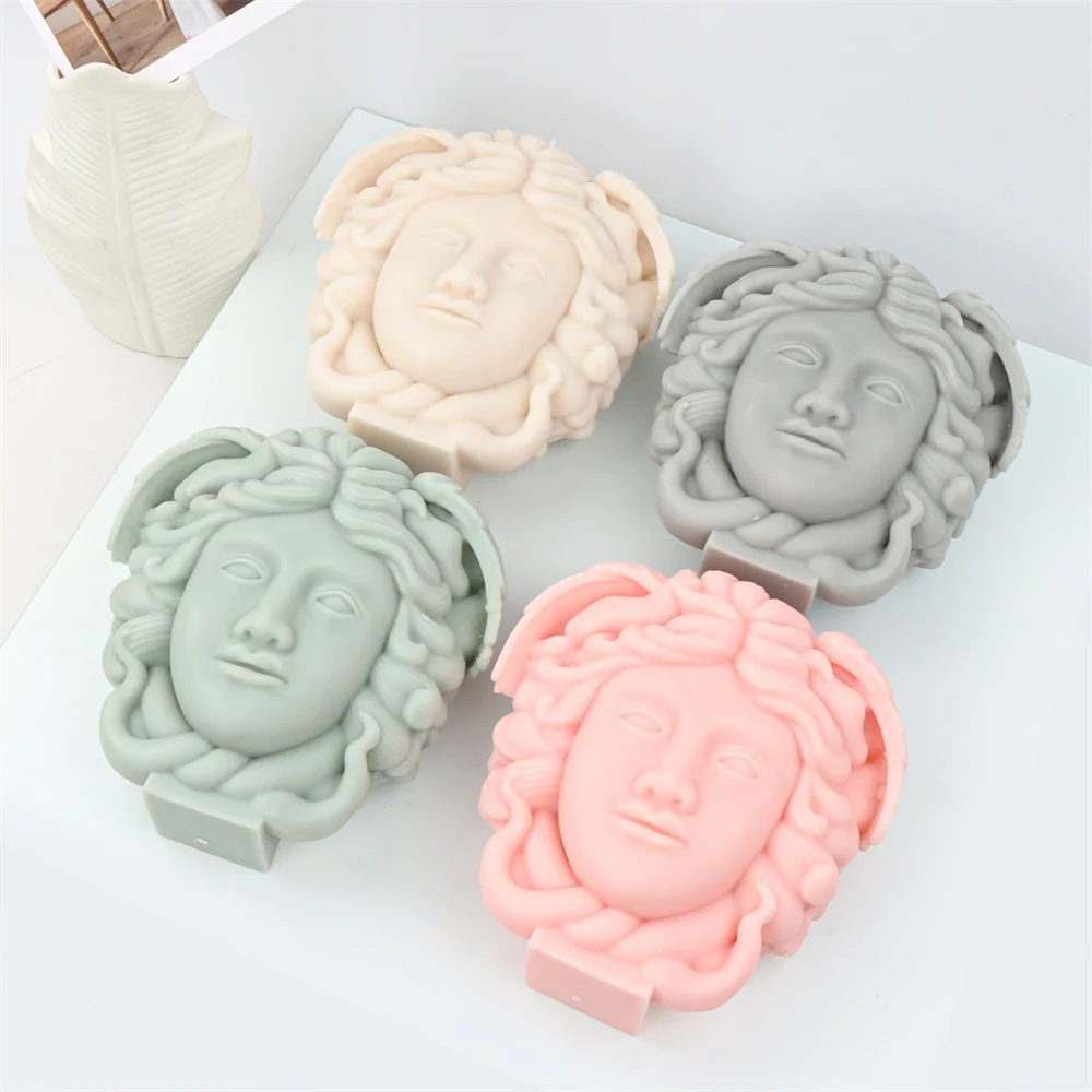 

Греческая мифология Medusa, силиконовая форма для свечей, искусственная соя, гипсовая поделка, украшение для торта из смолы