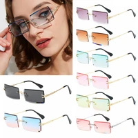 traveling style rimless mountaineering sunglasses 2022 newest small rectangle sun glasses uv400 shades for men women eyewear
