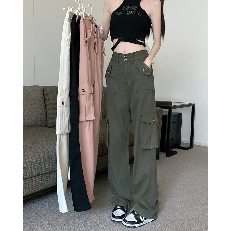 

Женские джинсы-карго с высокой талией, осень 2022