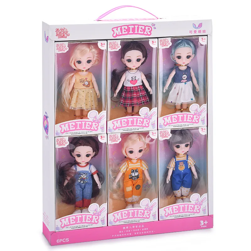 

Toy Princess Doll 16CM 13 Movable Joints Girl Baby 3D Big Eyes Fashion DIY Clothes Dress Up Fashion Doll Long Hair Birthday Gift