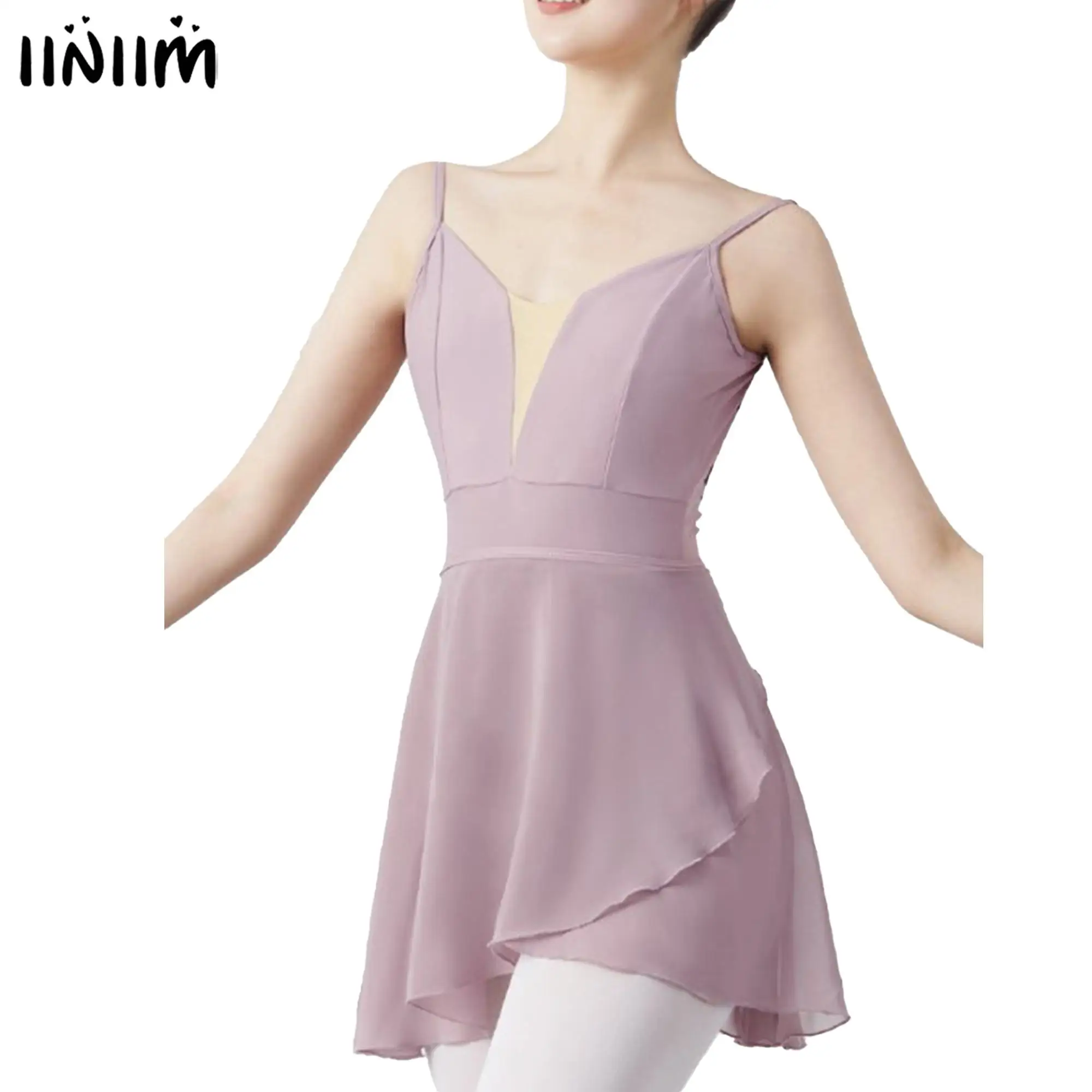 

Womens Ballet Dance Costume Training Camisole Neckline Backless Bodysuit Dance Wear Ballerina Dance Clothes Gymnastics Leotards