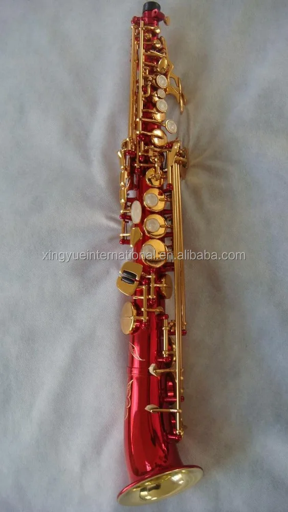 

Красный лаковый изогнутый колокольчик сопрано саксофон/Sax