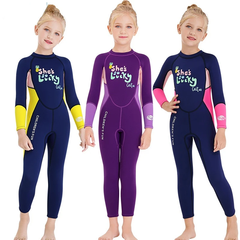 

Children's Warm Swimsuit 2.5MM One-piece Diving Suit Long-sleeved Cold-proof Snorkeling Surfing Girls Jellyfish Clothing