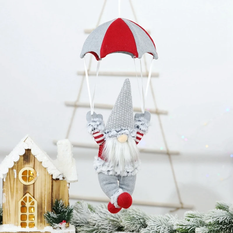 Gnome Figurine Skydiving Doll On The Table Shelf Desktop Parachute Tomte Plush Gifts Themed Tree Decor Red Durable