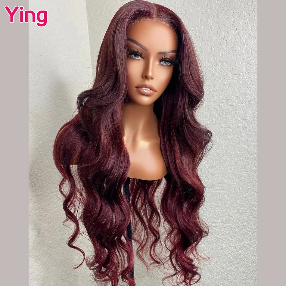 Ying 12 A Hair Body Wave Dark Burgundy 13x4 HD Lace Front Wig Human Hair 13x6 Lace Front Wig PrePlucked 5x5 Transparent Lace Wig