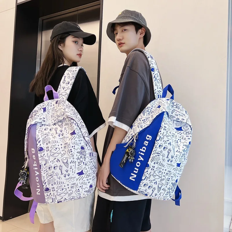College Girls Laptop Backpacks Ins Japanese Women Men Large Travel Bags Fashion Doodle Student Backpacks for Teen Boy School Bag