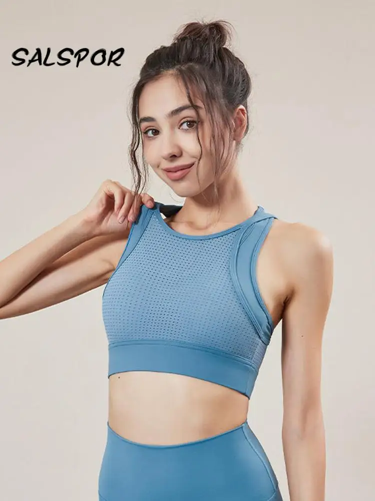 

SALSPOR Sports Bra For Women Shockproof Running Push Up Bras Fitness Vest Gym Crop Tank Cross Back Workout Underwear Quick Dry