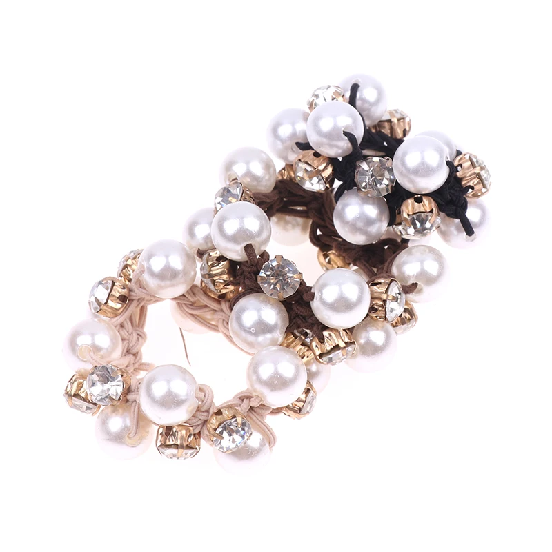 

Fashion Pearl Crystal Black Hair Ties For Women Girls Summer Simple and elegant pearl hair ring Korean version of the head rope