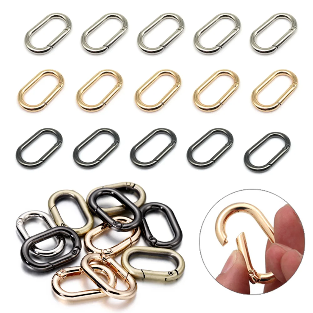 

5/10pcs Oval Spring O Ring Metal Snap Clasp Clip Openable Bag Strap Buckle Connect Keyring Pendant Dog Chain Key Rings Carabiner