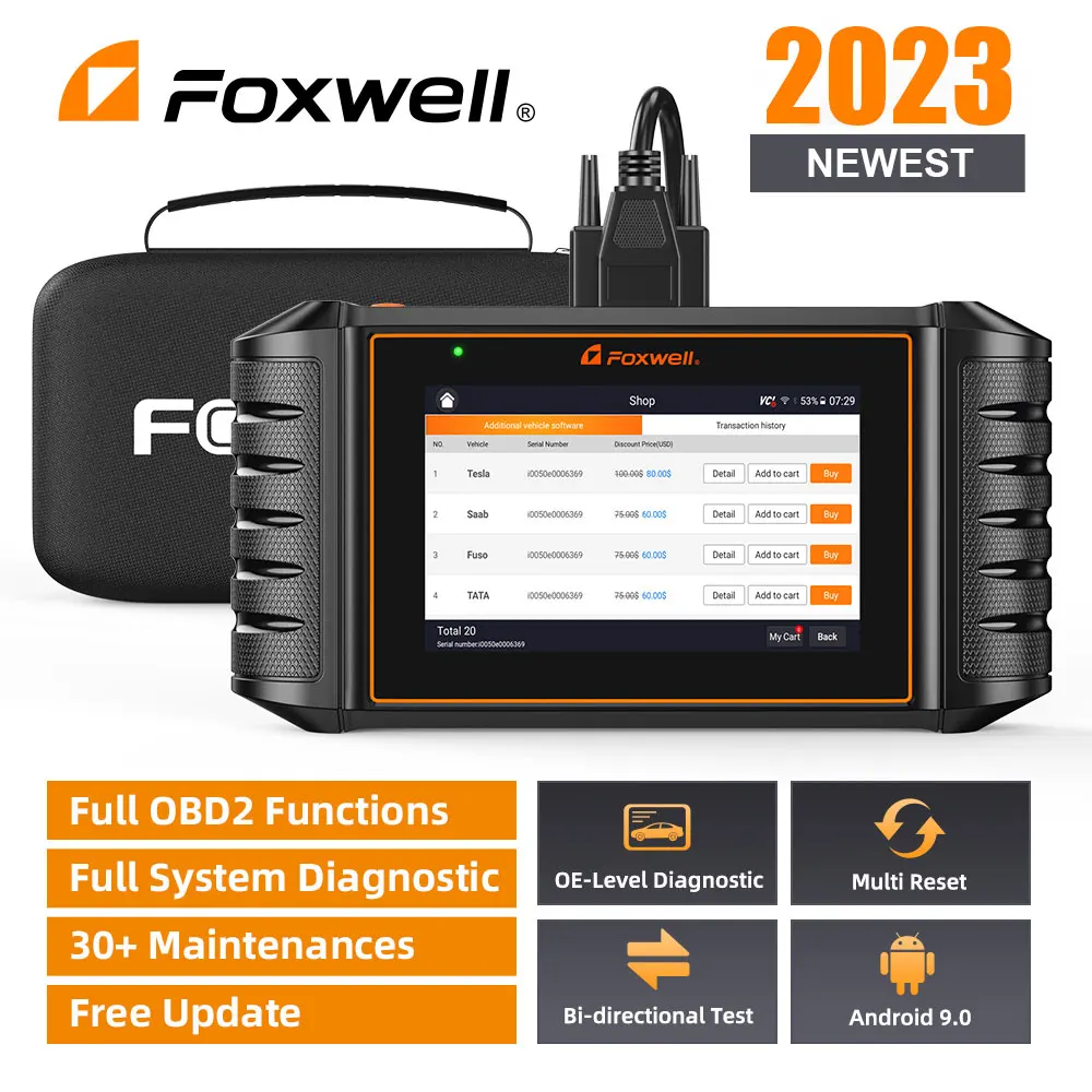 Автомобильный OBD2 считыватель кодов Foxwell NT710, сканер, все системы, двунаправленный диагностический инструмент, 30 + сброс, OBD2 сканер, бесплатное обновление