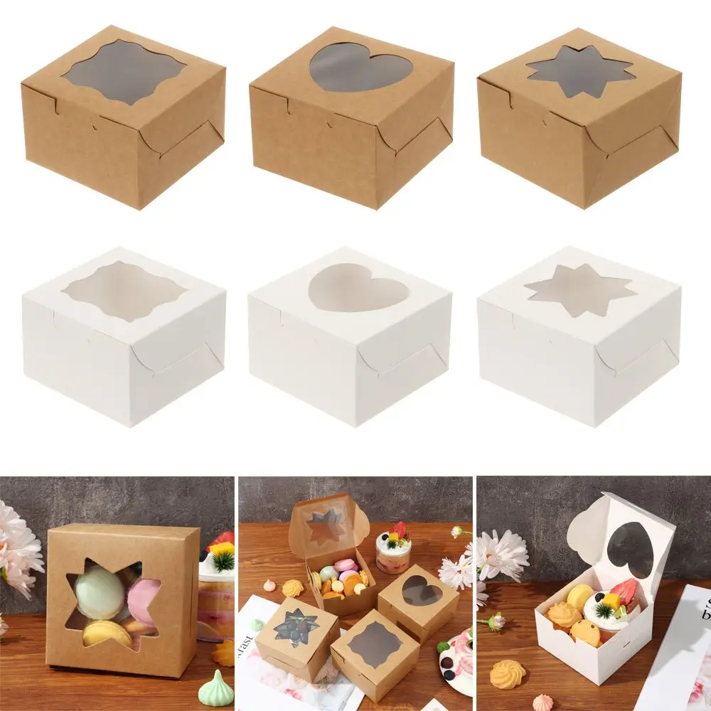 

Durable Desert Heart Star with Window for Pies Cookies Pastries Bakery Boxes Strawberries Muffins Donut Package Box