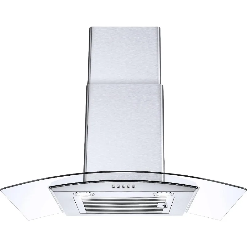 

Range Hood 30 Inch, Tieasy Wall Mount Kitchen Hood with Ducted/Ductless Convertible Duct, Stainless Steel Chimney