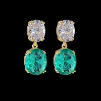 2022 new geometric retro inlaid crystal earrings womens dongdamen green ethnic style earrings high quality jewelry