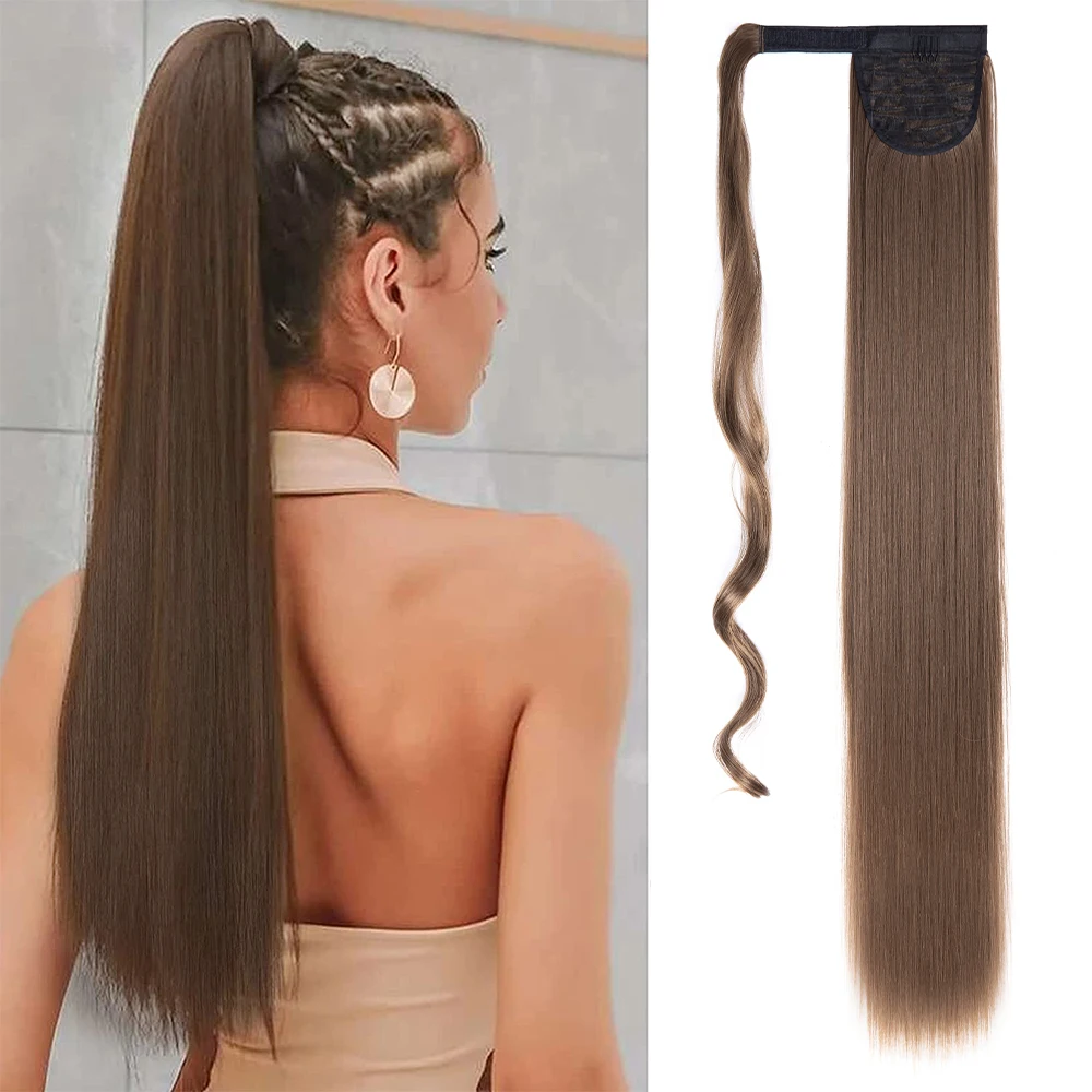 

Синтетические накладные волосы для конского хвоста, длинные прямые волосы, термостойкие волосы для женщин, 20 дюймов, прямой накладной хвост