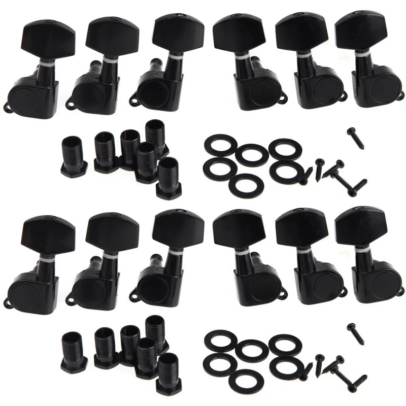 

12 Pieces Black Sealed Electric Tuning Pegs Tuner Machine Head 6R 6L / Acoustic Guitar