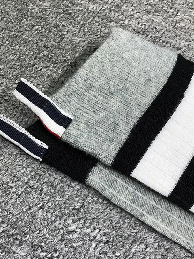 3 pairs of tb socks men's and women's net red medium-high tide brand cotton four-bar striped stockings gift box tide