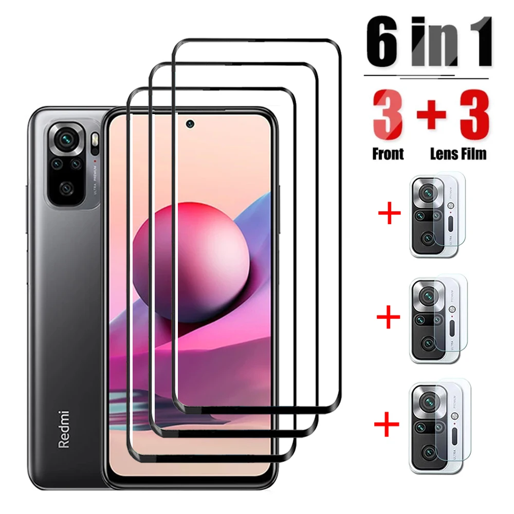 

Защитная пленка для экрана 6 в 1 для Xiaomi Redmi Note 10 10S 4G 5G, линза из закаленного стекла для камеры Redmi Note 10 Pro, стекло