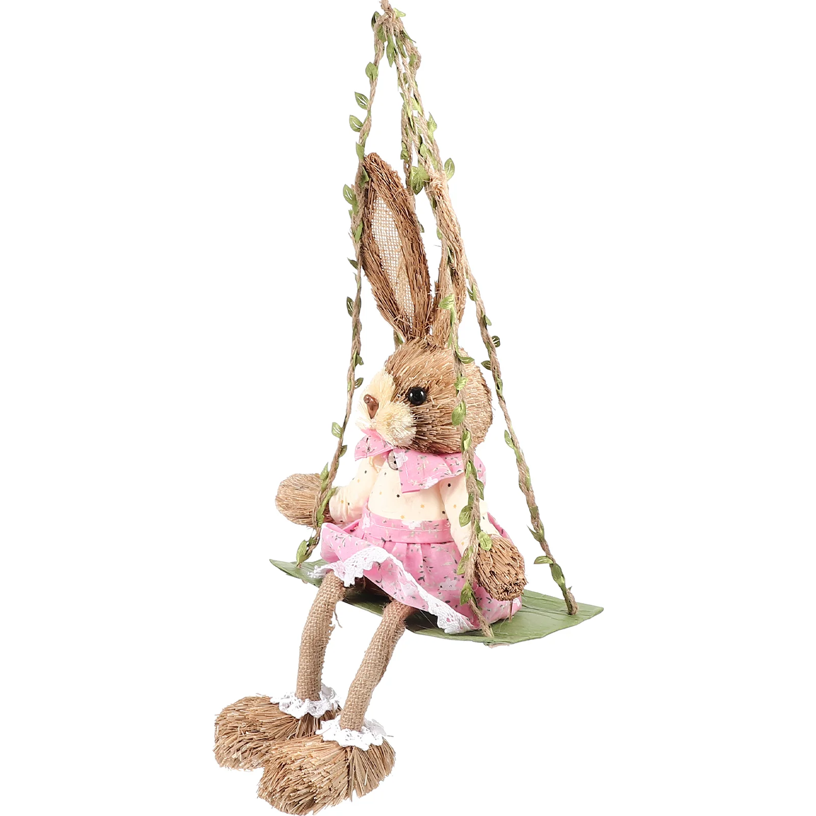 

Easter Bunny Decor Figurine Straw Rabbit House Accessories Home Festival Accessory