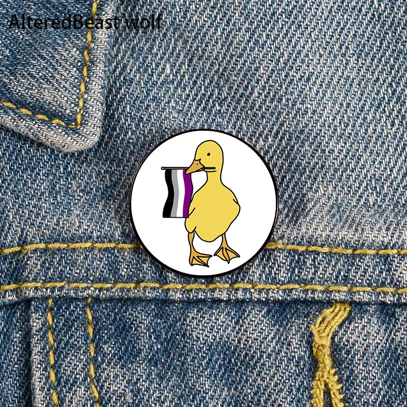 

Asexual Pride Duck Pin Custom cute Brooches Shirt Lapel teacher tote Bag backpacks Badge Cartoon gift brooches pins for women