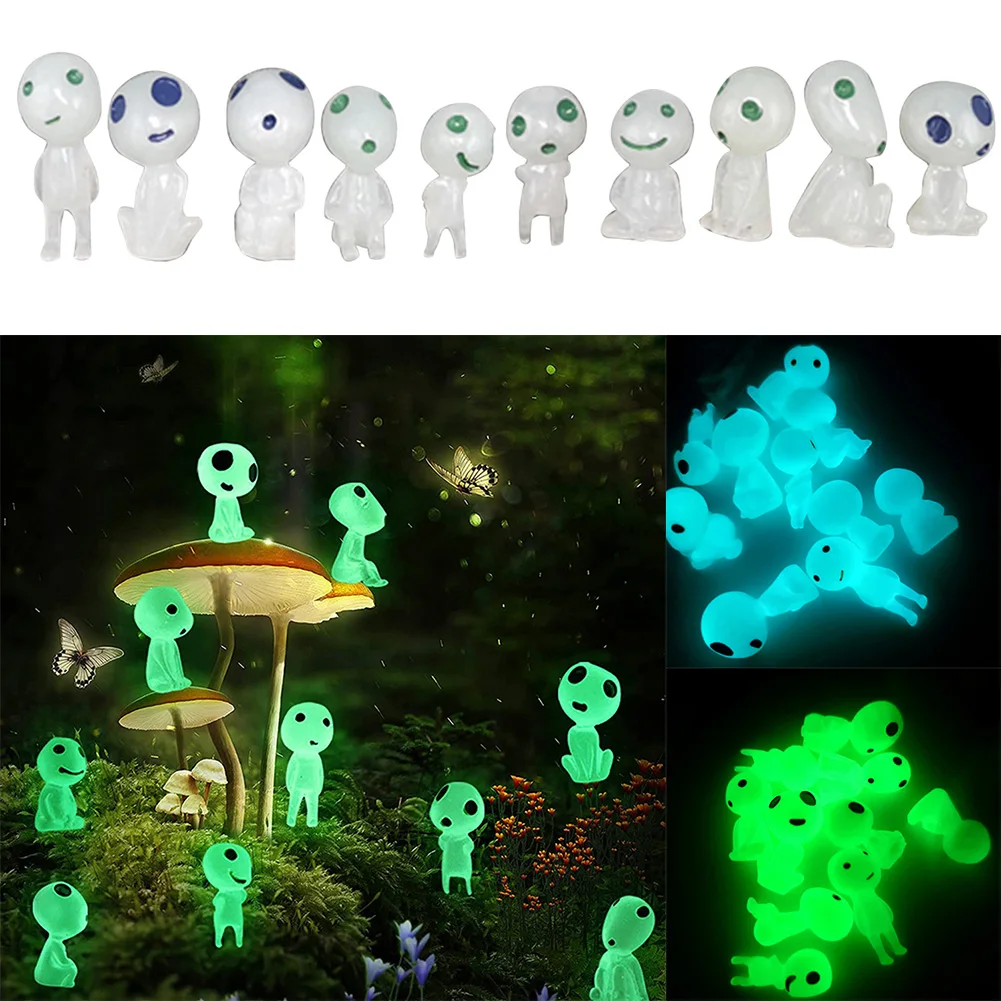 

5/10PCS Luminous Tree Elves Spirit Princess Mononoke Micro Landscape Figure Ornament Glowing Miniature Gardening Potted Decor