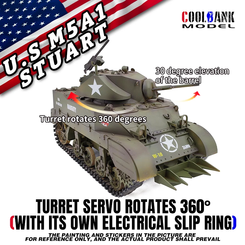 Радиоуправляемый Танк Coolbank 1/16 США Стюарт M5A1 изомасштаб модель открытая пушка