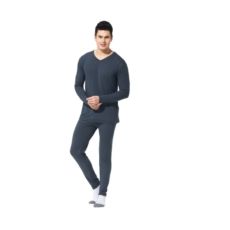 

new arrival super large cotton autumn winter v-neck solid underwear set men comfortable plus size XL-3XL 4XL 5XL 6XL 7XL
