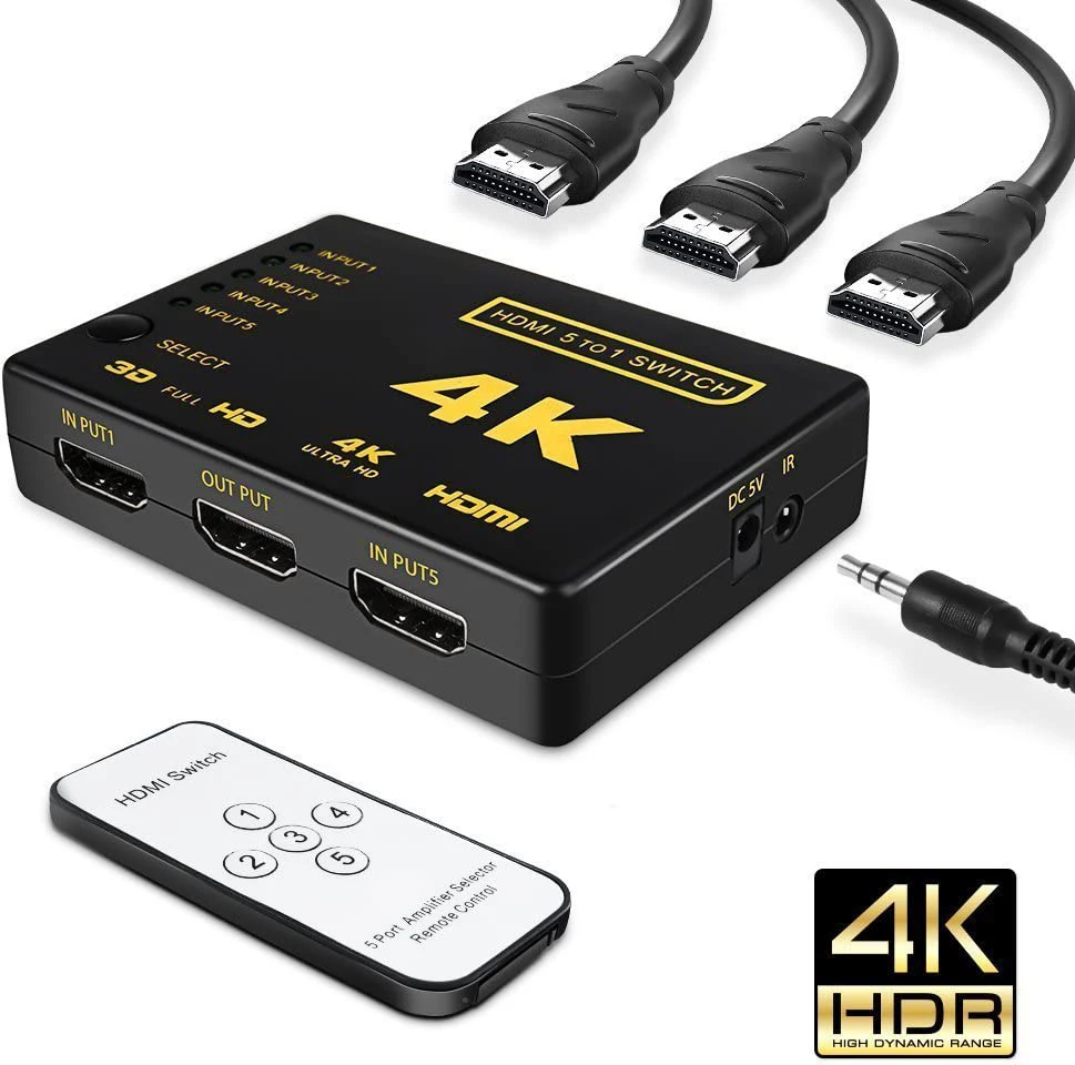 

5x1 HDMI переключатель 4K 1080P 5x1 3x1 HDMI переключатель 5 в 1 выход видео сплиттер с дистанционным управлением для PS4/3 ТВ приставки HD ТВ ПК