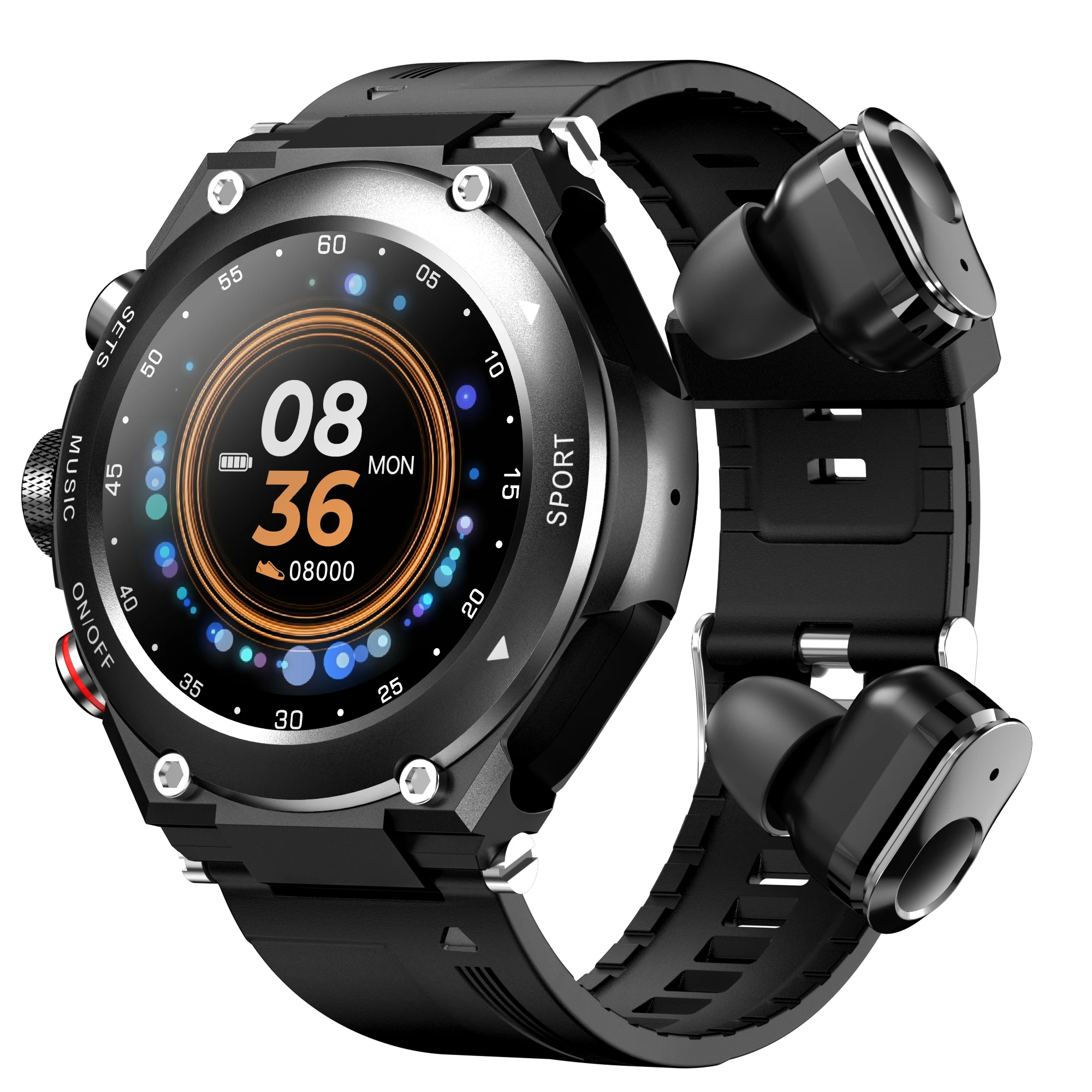 

Maxtop Wholesale Portable Man Touch New Waterproof 2 In 1 Wireless Tws Bluetooth Smart Watch With Earbuds