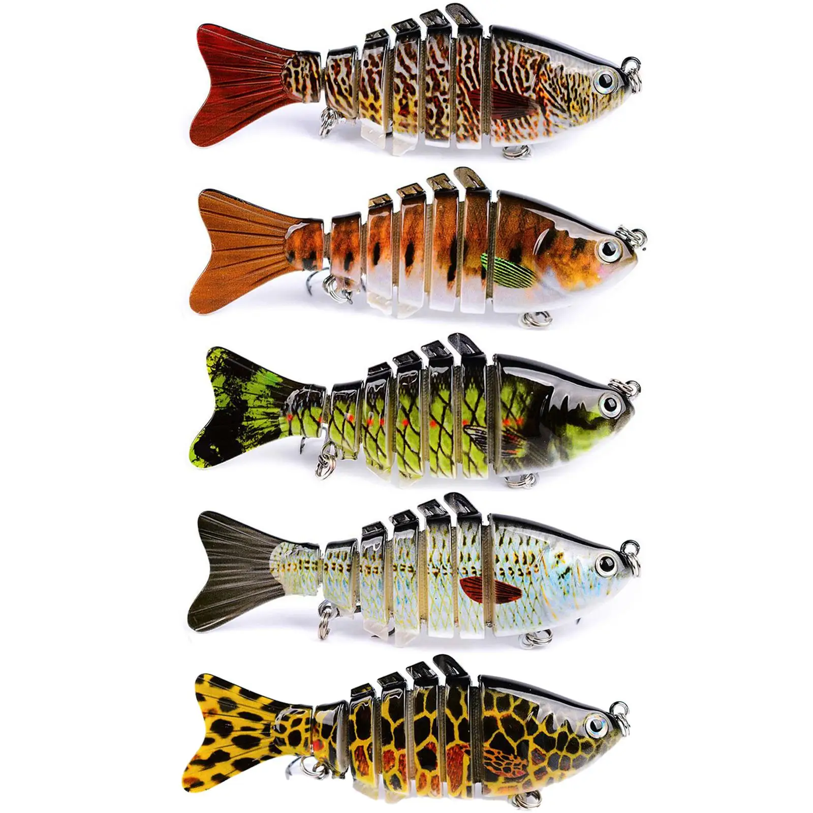 

5PCS 10cm Gnarled Lure Multi Sections Fishing Lure Artificial Hard Bait Trolling Carp Fishing Tackle Lifelike Swimming Bait