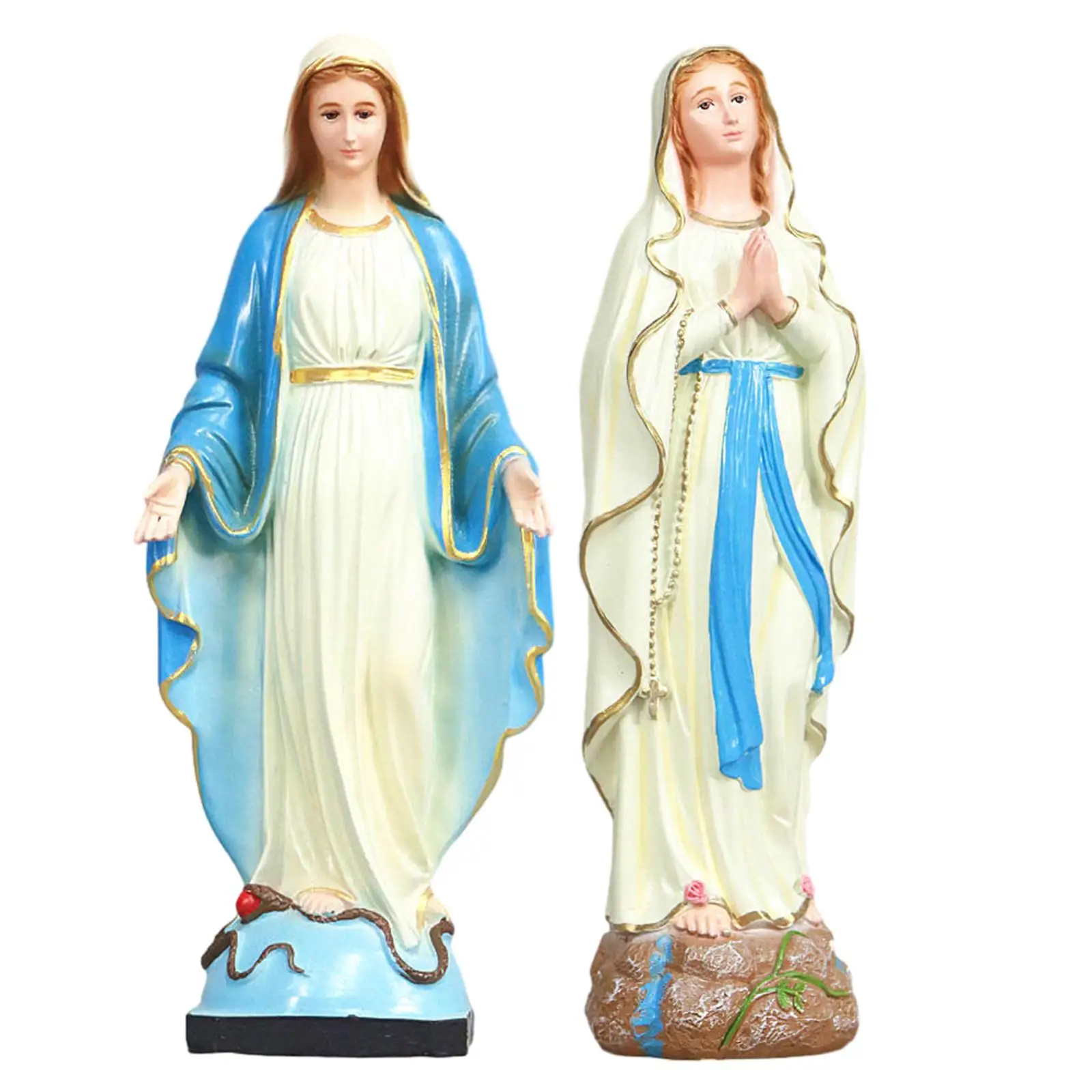 

Virgin Mary Statue Artwork Jesus Ornament Religious Desk Display Catholic Sculpture for Church Living Room Tabletop Desk Shelf