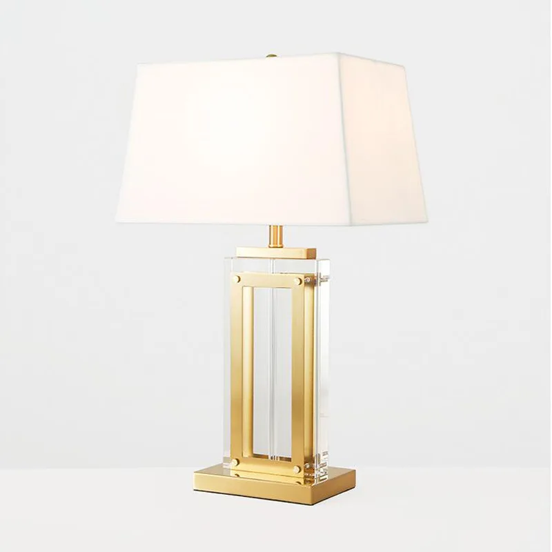 

Square Crystal Large Table Lamp Black Trapezoid Lampshade Rectangle Crystal Desk Lamp For Living Room For Bedroom Bedside Lamp