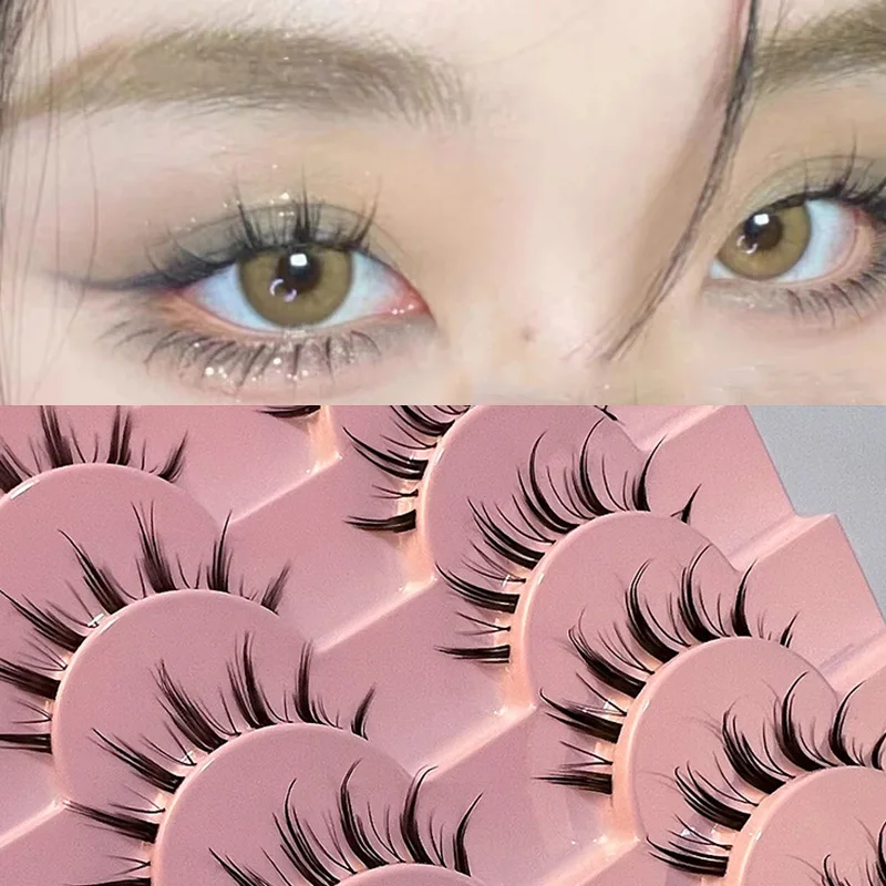 

10 Pairs 3D False Eyelashes Eye Makeup Fairy Cross Natural Lash Extension Faux Mink Big Eyes Transparent Strip False Eyelashes