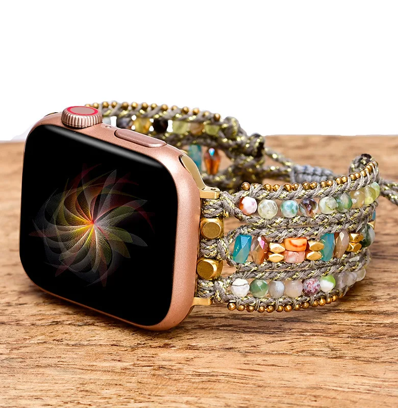 Natural Gemstone Bohemian Strap For Apple Watch Ultra 49mm 8 7 41mm Band For iWatch 6 5 4 3 2 1 38mm 42mm 40mm 44mm Bracelet