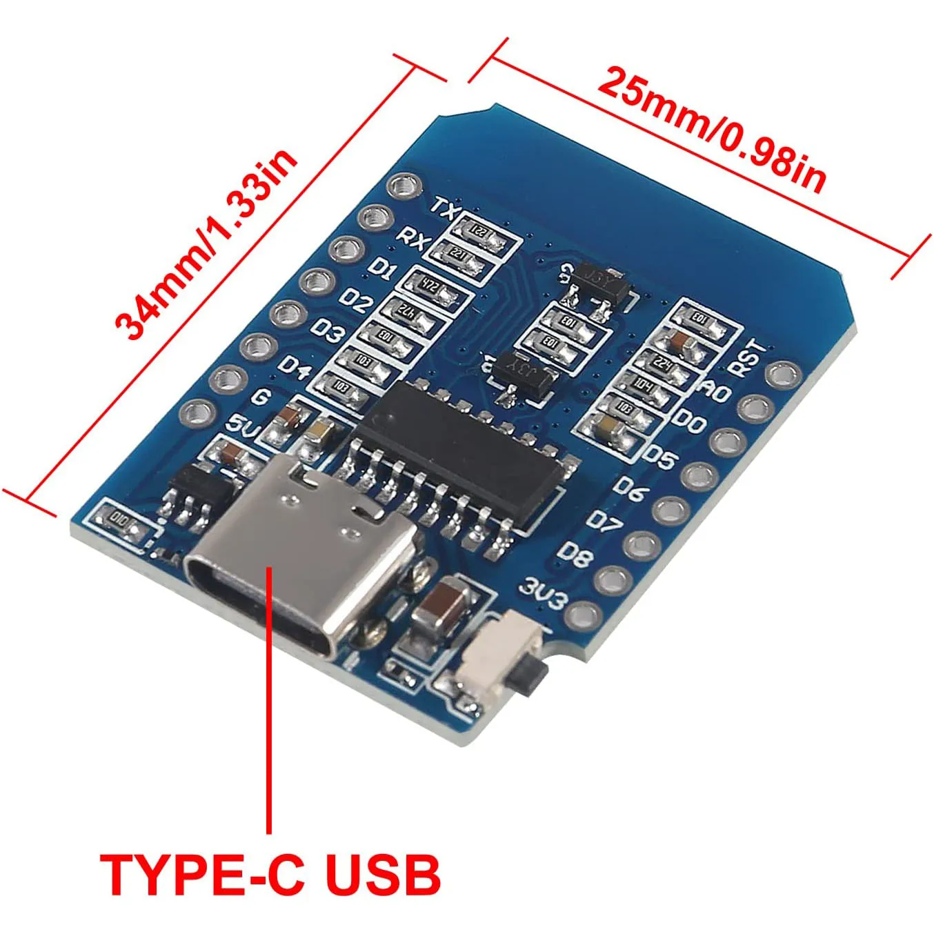 Фото 3 шт. Type-C USB D1 Mini WiFi Dev Board, Mini NodeMcu Lua 4 Мбайт WLAN WiFi Интернет-плата ESP8266 ESP-12F для Arduino №3
