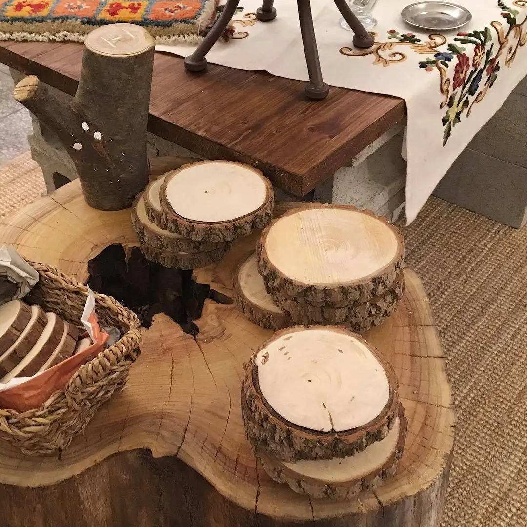 

5 шт. натуральные круглые подставки из массива дерева ретро деревянный ворс ПП теплоизоляционный коврик для стола нескользящий коврик