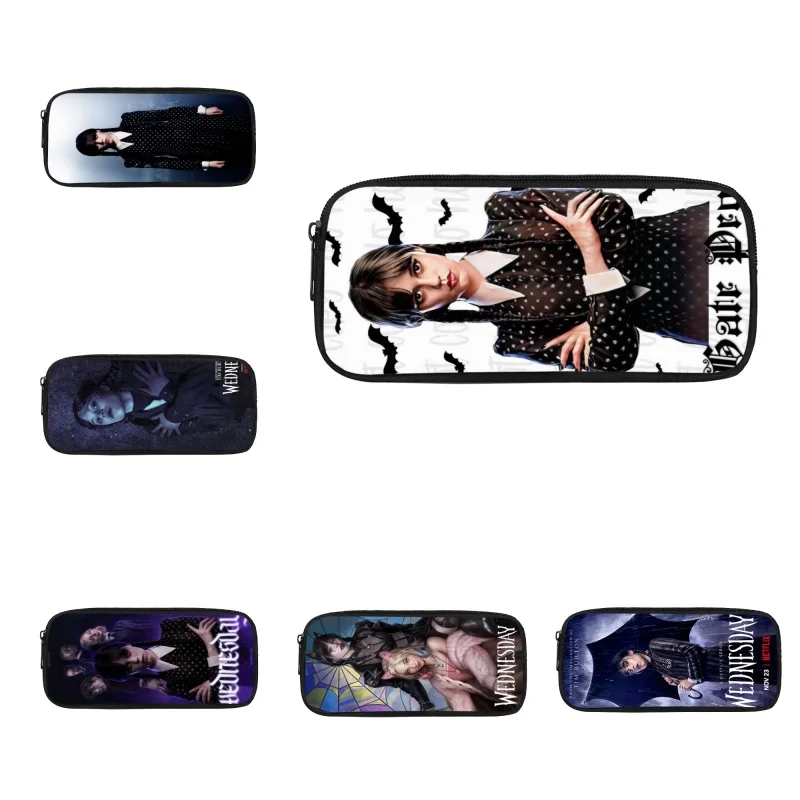 

Wednesday Addams Pattern Children Pencil Case Stylish Cosmetic Case for Lady School Supplies Pencilcase Children Stationary Bags