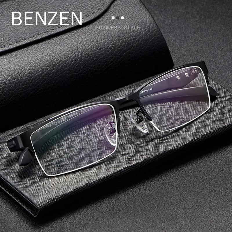 

BENZEN сплав мужские очки для близорукости оправа TR 90 ноги по рецепту очки половина оптическая оправа Бизнес Стиль 5758