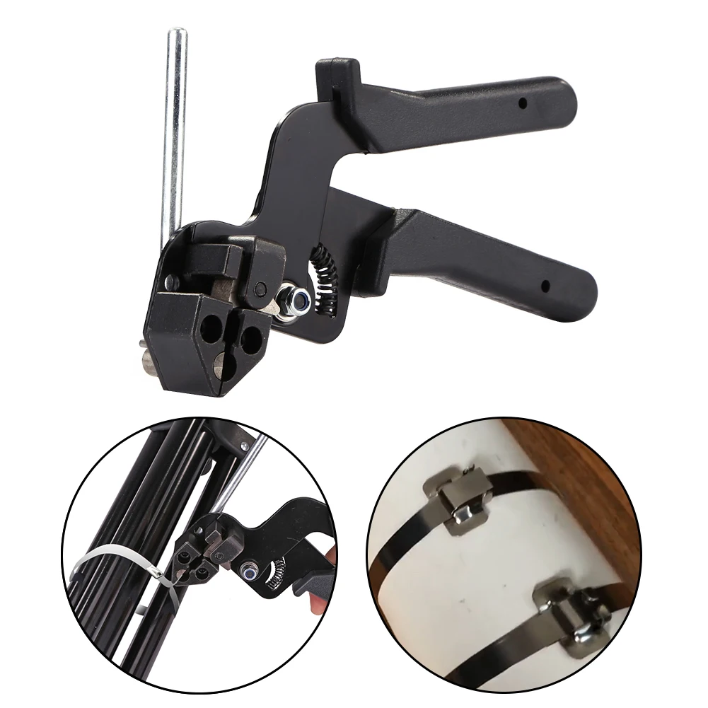 

Stainless Steel Cable Tie Fasten Gun Pliers Crimper Tensioner Fastening Tools Bundle Tool Tensioning Trigger Action Cable Gun