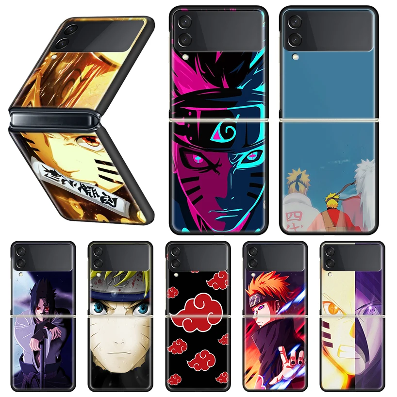 

Naruto Anime Dark Cartoon Phone Case For Samsung Galaxy Z Flip 3 5G Black Hard Cover ZFlip3 Luxury Coque Fundas Shockproof Bumpe
