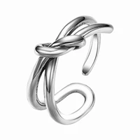 s925 silver plated knotted cross copper ring simple creative double ring open mens ring for women ring personalized jewelry