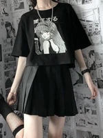 deeptown women crop top japanese kawaii anime t shirt retro harajuku graphic tees e girl crop y2k top short sleeve fashion new