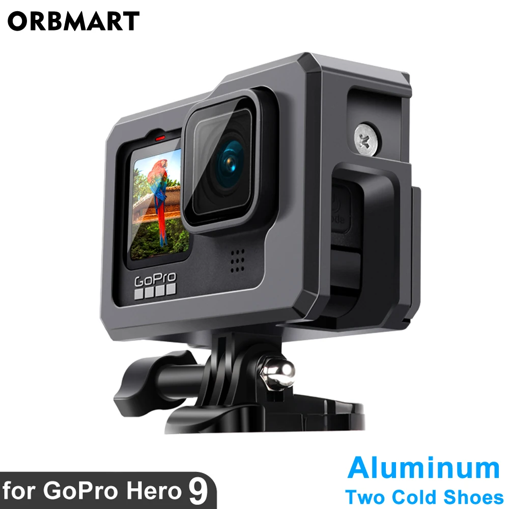 

Aluminum Case for GoPro Hero 10 9 Black Protective Vlog Metal Cage Cover Cold Shoe Mount for Go Pro 9 GoPro9 Hero9 Accessories