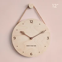 wooden wall clock with hanging rope nordic minimalist creative clocks home living room clock decoration wall clock