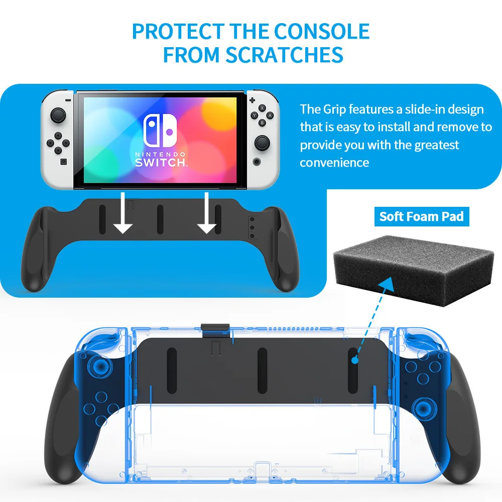 

For Nintendo Switch OLED Host Pluggable Base Two-in-one Non-slip Grip for Switch Console Detachable Handle Gaming Controller