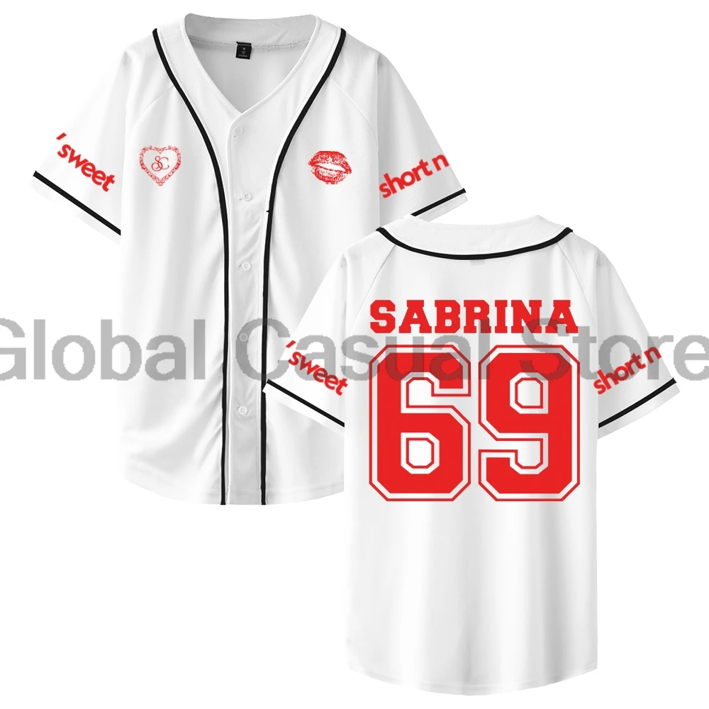 Короткая Бейсбольная Футболка Sabrina плотника n' Sweet Merch 69 с логотипом рубашки